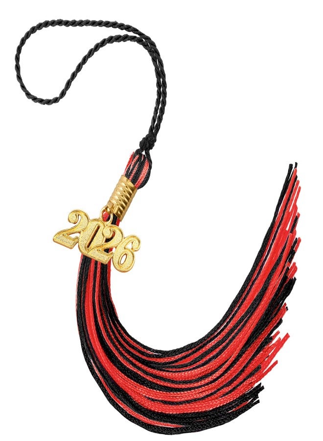 Nelisylux 2026 Tassel Graduation, Black Red Graduation Tassel, 2026 Tassel Charms for Graduations Cap Decorations, Tassels Memorial Grad Cords for College High School Graduate Hat Ceremonies Accessories - Image 1
